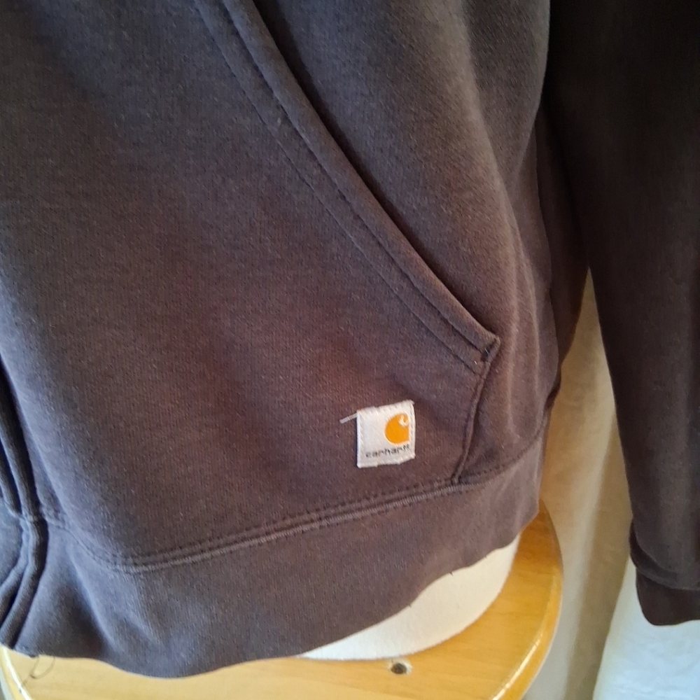 Carhartt Women's Full-Zip Hooded Sweatshirt in Charcoal - Picture 3 of 7
